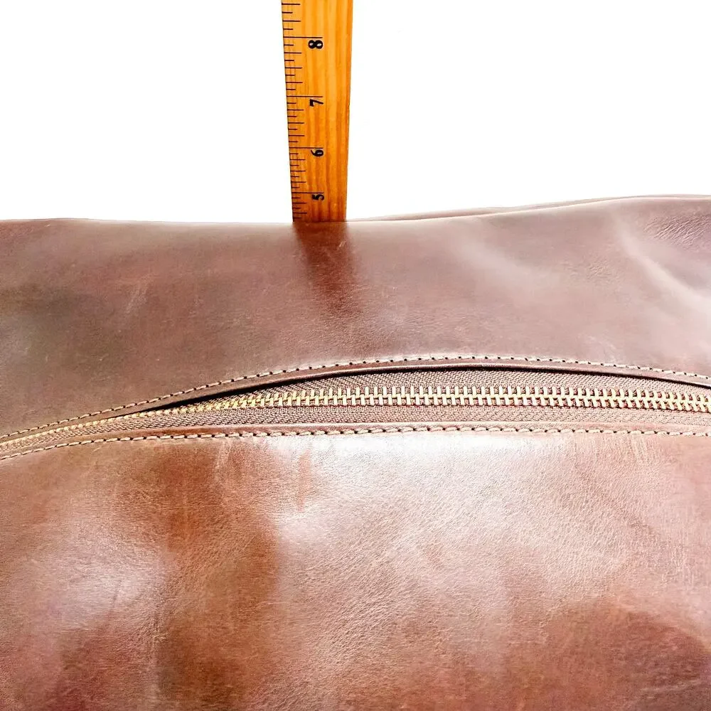 NWT Mulholland Brown Leather Golf Shoe Bag Luxury Travel Case Faux Fur Lined